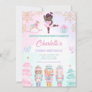 Convite Fada Rosa Terra dos Doces Quebra-Nozes