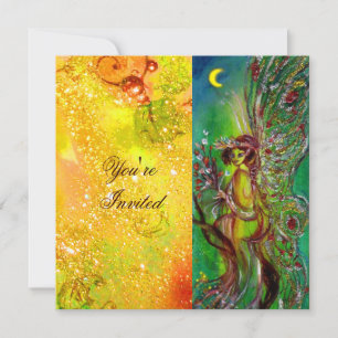 Convite FADA VERDE amarelo azul vermelho prata