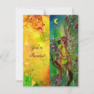 Convite FADA VERDE amarelo azul vermelho prata