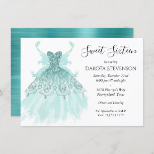 Convite Fada Wing Mint Gown   Luxe Pearl Green Aqua Sheen