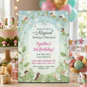 Convite Fadas da Floresta Fireflies 3º Festa de Aniversári