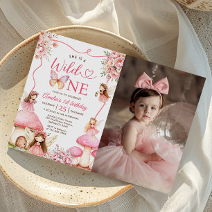 Convite Fadas Meninas Florais Aniversário de 1 Ano Foto