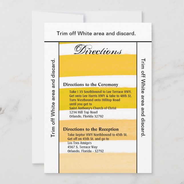 Convite Fade de linha Yello Stripe de faixa de abertura de (Frente)