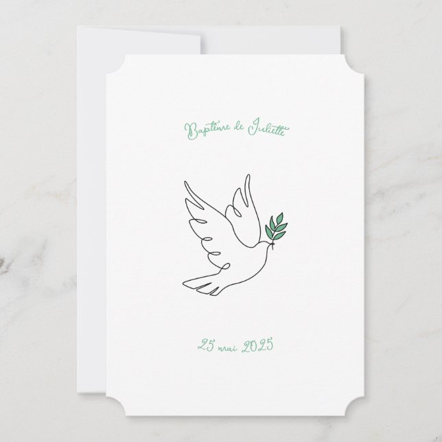 Convite Faire-Part de Baptême Colomba (Frente)