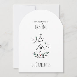 Convite Faire-Part de Baptème religieux Charlotte