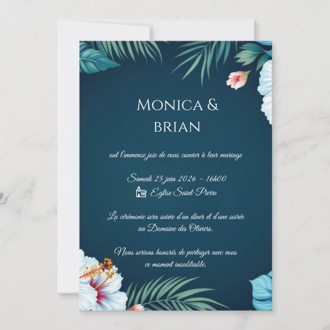 Convite Faire-part de mariage tropical chic – Invitation  (Frente)