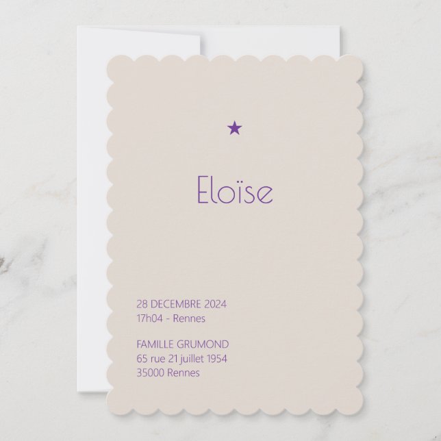 Convite Faire-Part de naissance Poudré - Héloise (Frente)