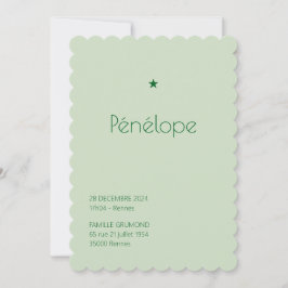 Convite Faire-Part de naissance Poudré - Pénélope