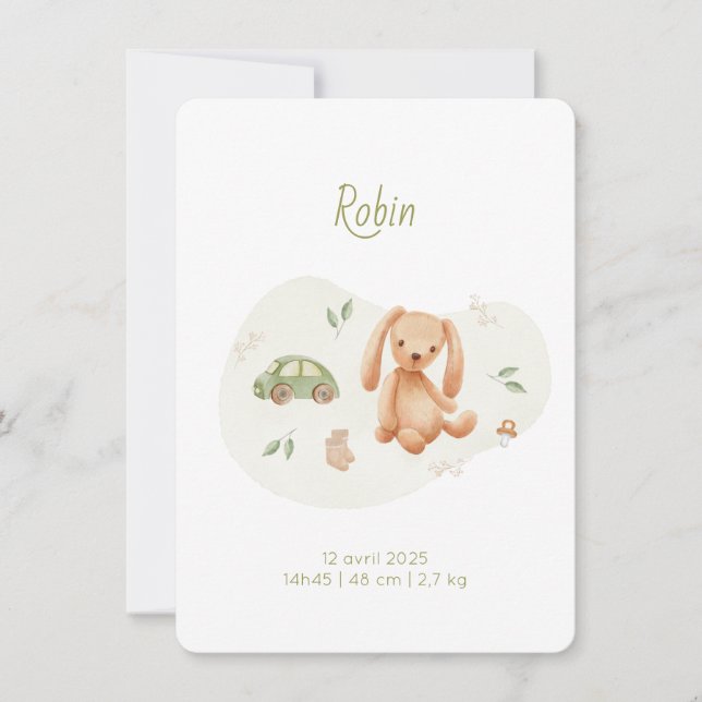 Convite Faire-Part de naissance Robin (Frente)