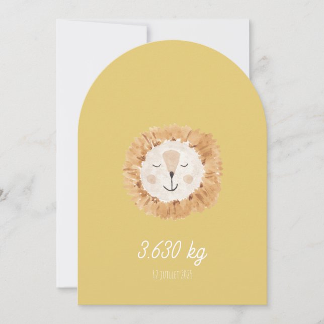 Convite Faire part de naissance simple Petit Lion (Frente)
