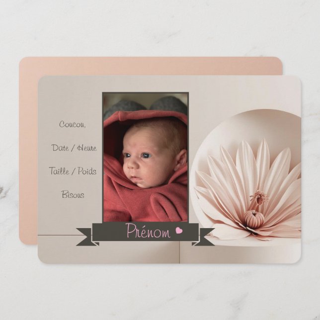 Convite Faire-part Fille (Frente/Verso)