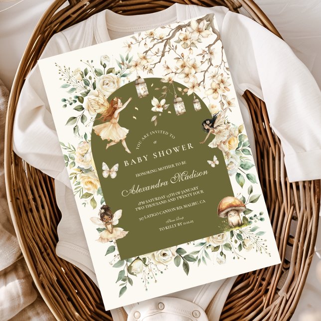 Convite Fairies Flores Flores Chá de fraldas (Criador carregado)