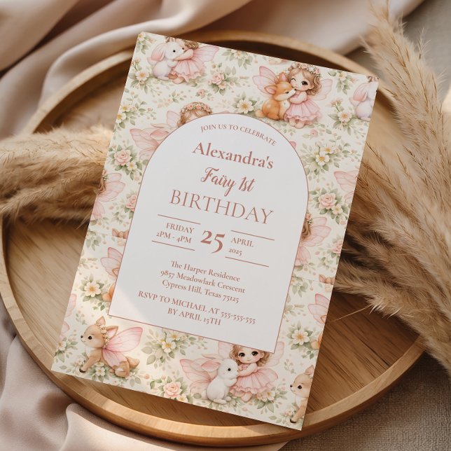 Convite Fairy 1st Birthday Enchanted Garden (Criador carregado)
