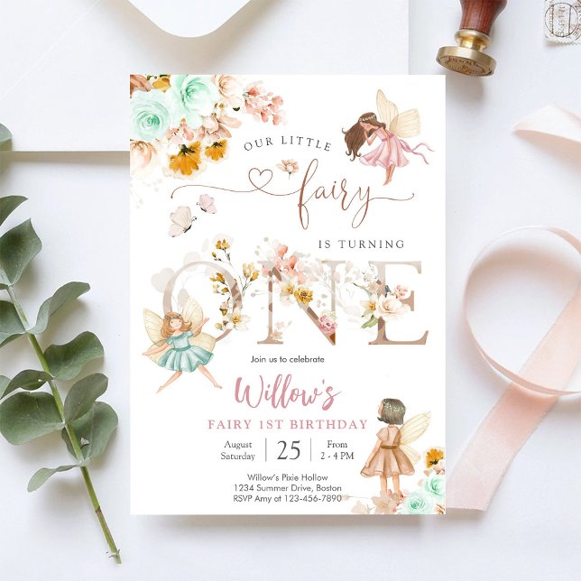 Convite Fairy 1st Birthday Invitation (Criador carregado)