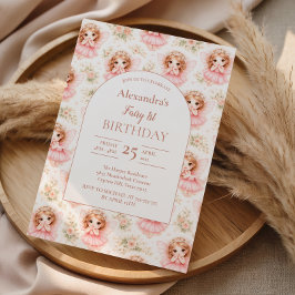 Convite Fairy 1st Birthday Pink Garden