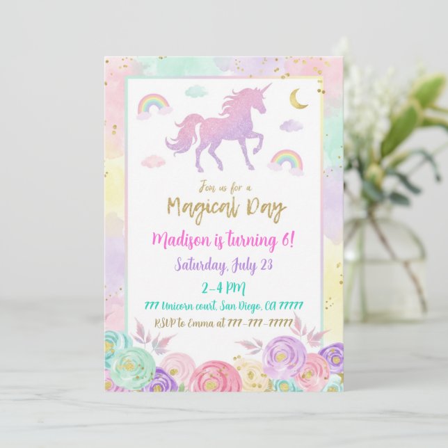 Convite Fairy Birthday Invitation Whimsical Magical Party (Em pé/Frente)