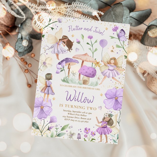 Convite Fairy Birthday Whimsist Princesa Fada Aniversário (Criador carregado)