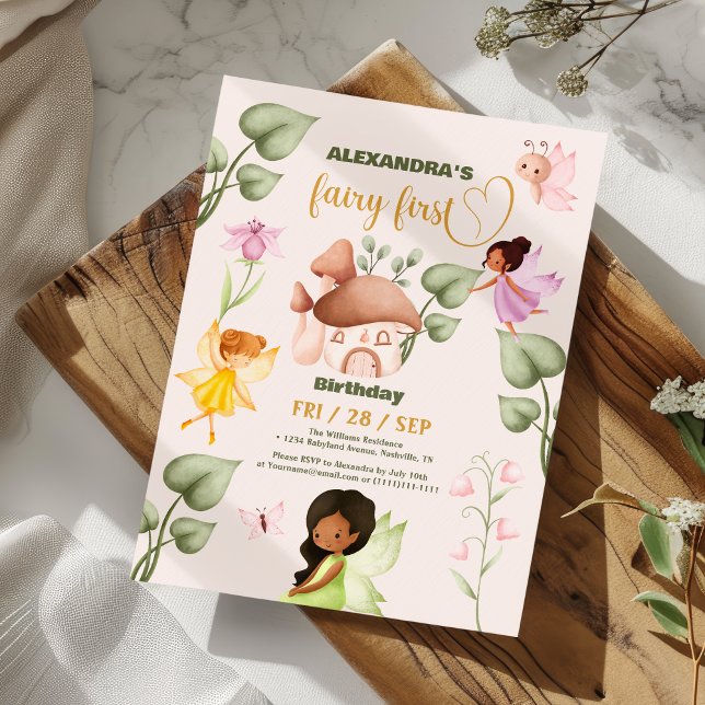 Convite Fairy Birthday Whimsist Princesa Fada Aniversário (Criador carregado)