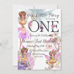Convite Fairy First Birthday Invance