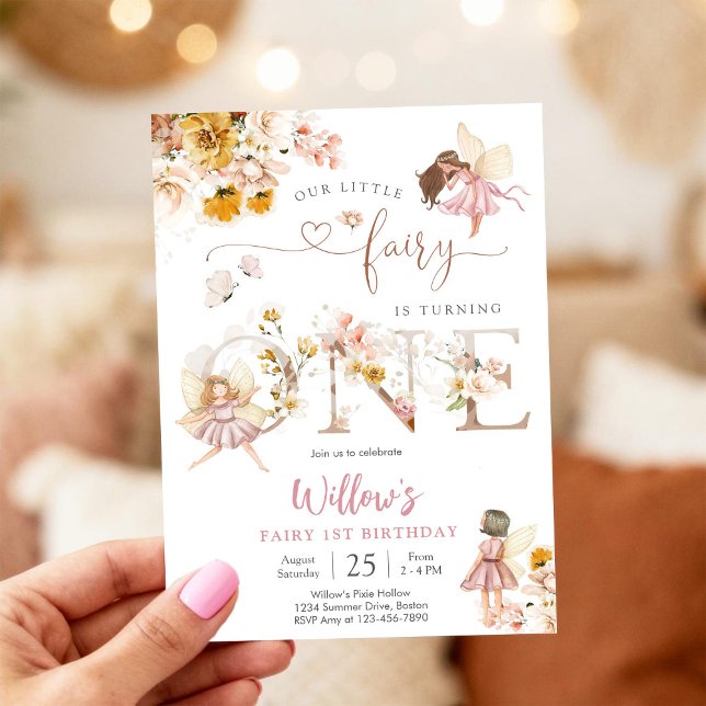 Convite Fairy First Birthday Invitation (Criador carregado)