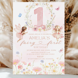 Convite Fairy First Birthday Invitation Girl, Fairy 1st Bi