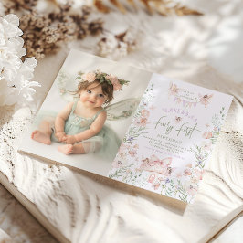 Convite Fairy First Birthday Pastel Whimsical Photo