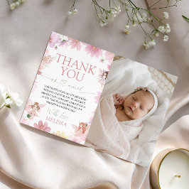 Convite Fairy First Birthday Photo Thank You