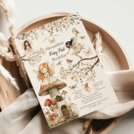 Convite Fairy First Birthday Woodland Floral