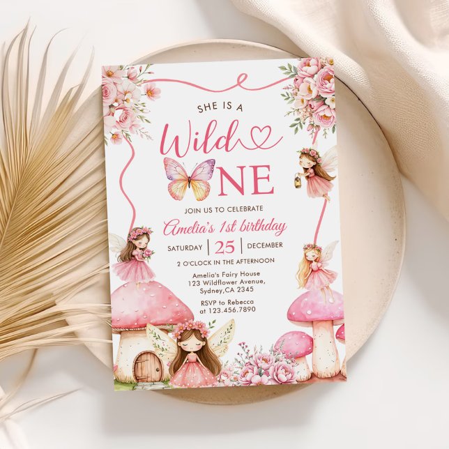 Convite Fairy Floral Girls 1st Birthday Party (Criador carregado)