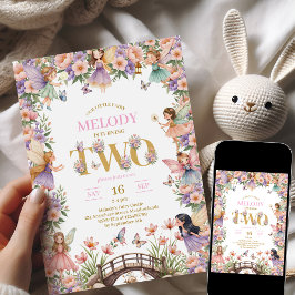 Convite Fairy flower 2nd birthday Invitation