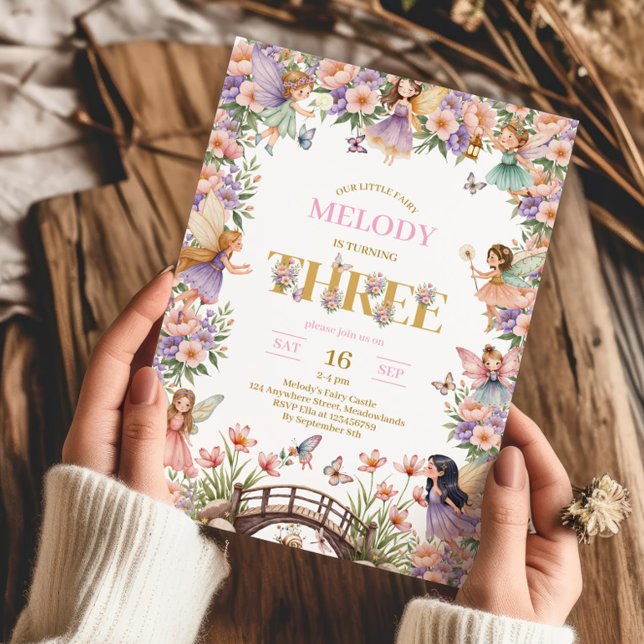 Convite Fairy flower 3rd birthday Invitation (Criador carregado)