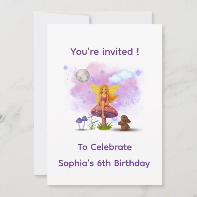 Convite Fairy Garden Birthday Invitation (Frente)