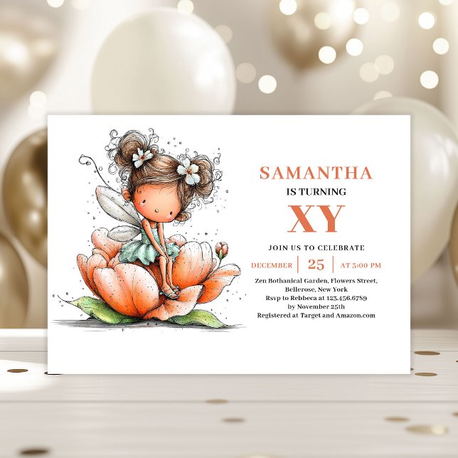 Convite Fairy Girl 1st Birthday Magical Pastel invitation (Fairy Girl 1st Birthday Magical Pastel invitation)