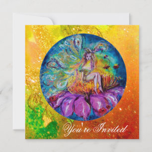 Convite FAIRY IN NIGHT, cor-de-rosa, amarelo-azul