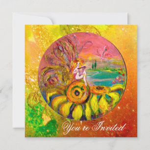 Convite FAIRY OF SFLOWERS yellow orange sparkle