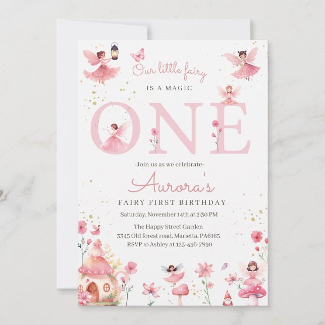 Convite Fairy One Invitation for Birthday Magical Party  (Frente)