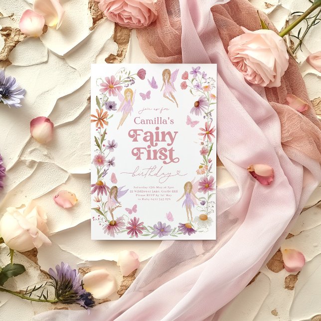 Convite Fairy primeiro aniversario Invitation Fairy First  (Fairy First Birthday | Fairy Themed 1st Birthday Invitation)