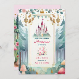 Convite Fairy Princess aniversário de 3 anos Fairytale Fai