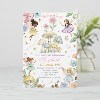 Convite Fairy Princess Flower Garden Girls Birthday