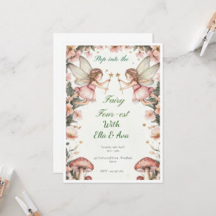 Convite Fairy Quarest Birthday Invitation - Twin Editável