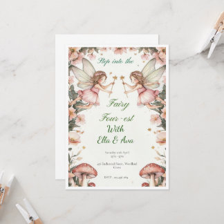 Convite Fairy Quarest Birthday Invitation - Twin Editável