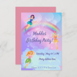 Convite Fairy Rainbow Birthday Invances