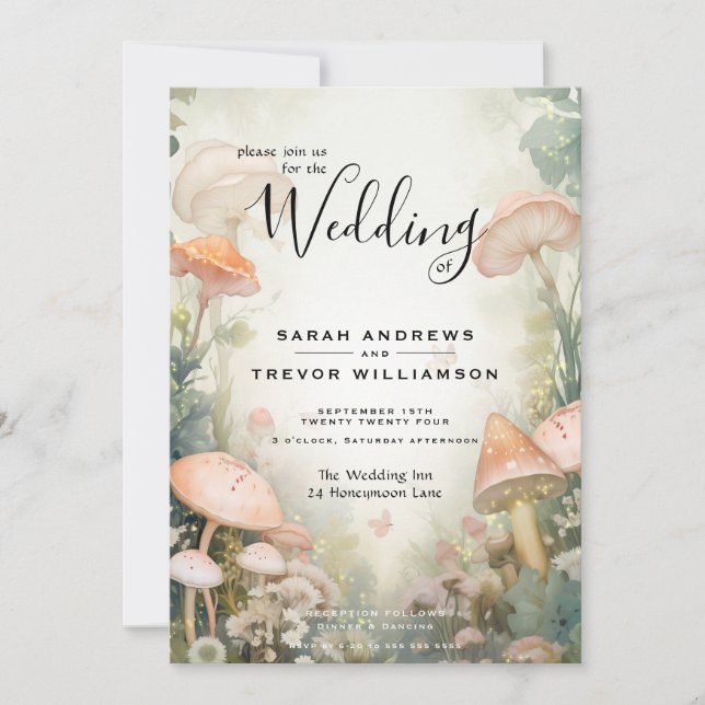 Convite Fairy Tale Woodland Fairycore Romance (Frente)