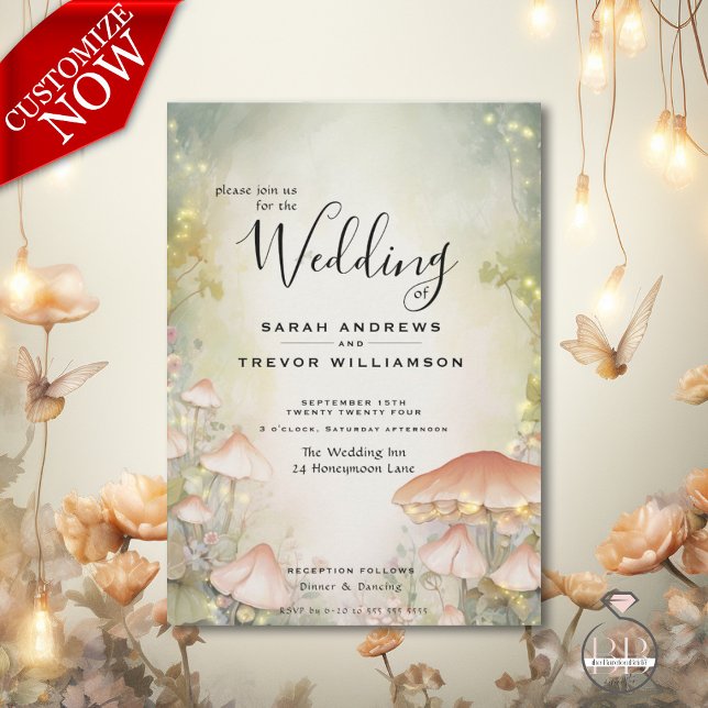 Convite Fairy Tale Woodland Fairycore Romance (Easy to Customize)