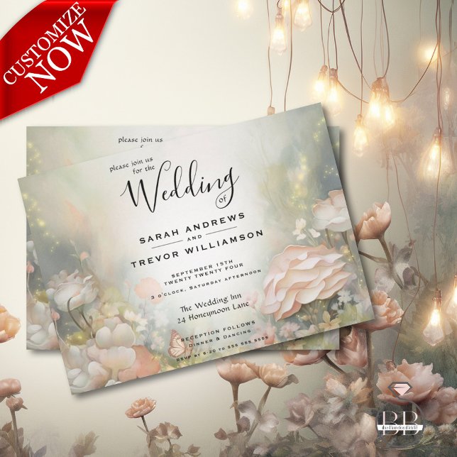 Convite Fairy Tale Woodland Fairycore Romance (Easy to Customize)