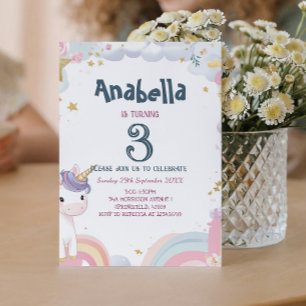 Convite Fairy Tales unicorn Aniversário de criança