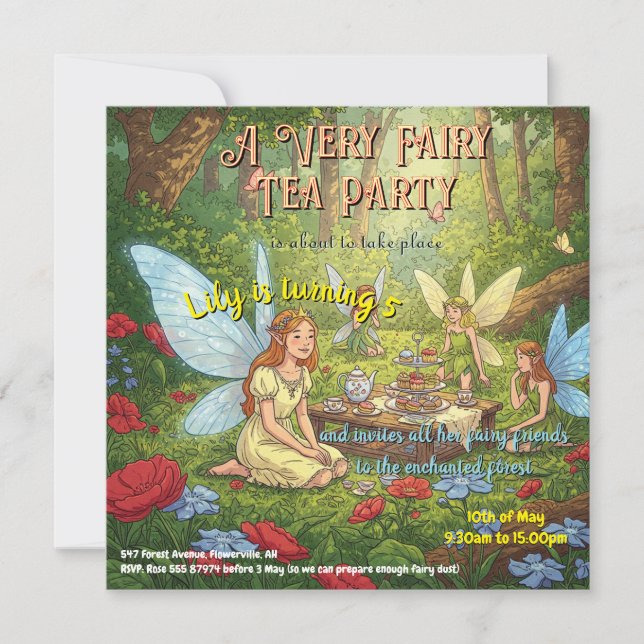 Convite Fairy Tea Party (Frente)