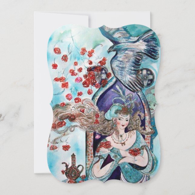 Convite FAIRY TURCO TALE Teal Blue Dourado Sparkles (Frente)