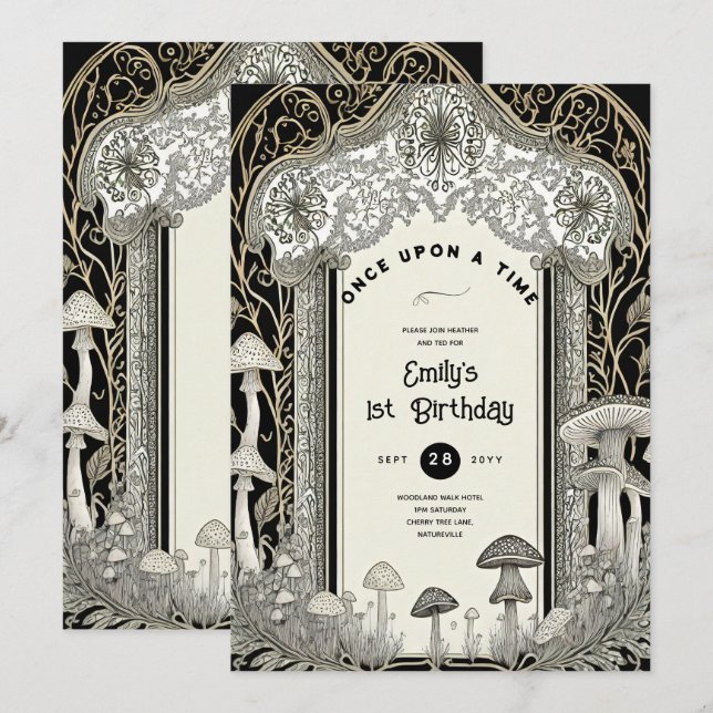 CONVITE FAIRYCORE FAIRYTALE BABYSHOWPRIMEIRO ANIVERSARIO Q (Frente/Verso)