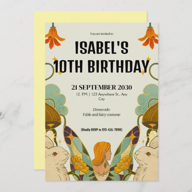 Convite Fairytale Birthday (Frente/Verso)